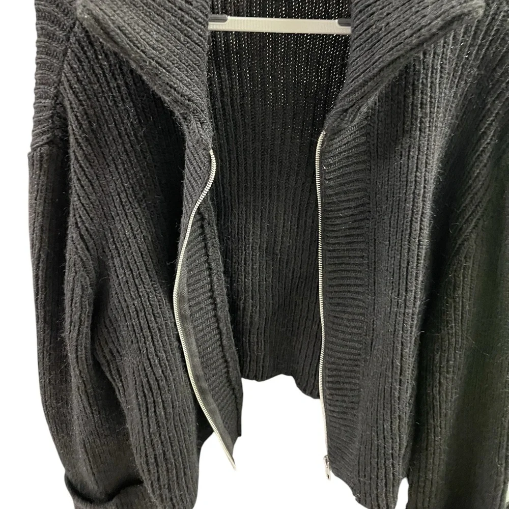 ASOS Black Ribbed Zip Cardigan Size L - Picture 7 of 14